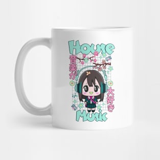 HOUSE MUSIC  - Cute Kawaii Character (teal/pink) Mug